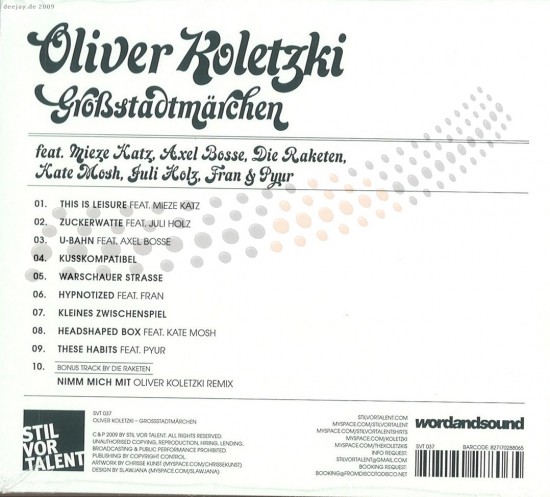 Oliver Koletzki - Großstadtmärchen - album cover design