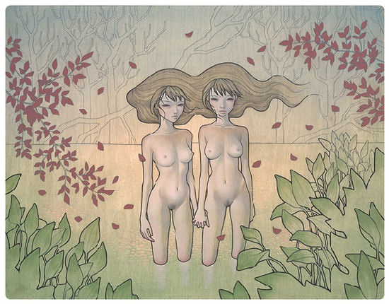 Superbe paintings on wood by Audrey Kawasaki Superbe paintings on wood by Audrey Kawasaki