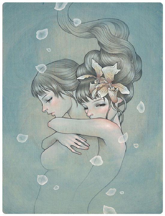 Superbe paintings on wood by Audrey Kawasaki Superbe paintings on wood by Audrey Kawasaki