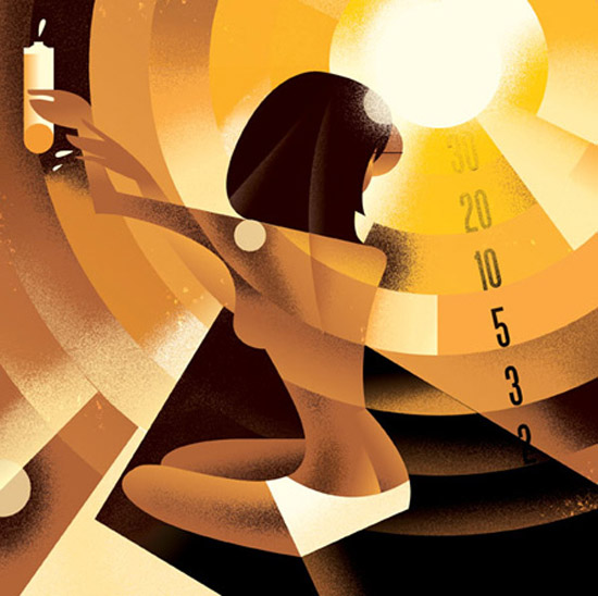 Dynamic art deco style, illustration by Mads Berg