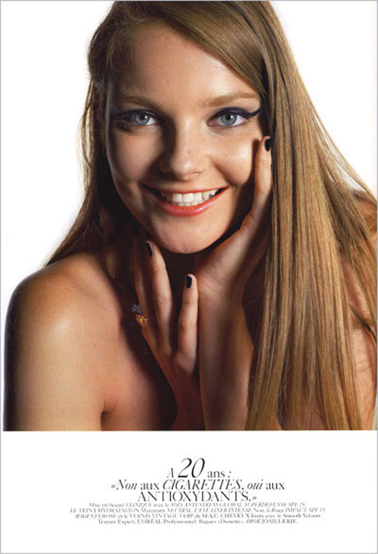 A 20-year-old model photographed as if she were 10, 20, 30, 40, 50, and 60 years old