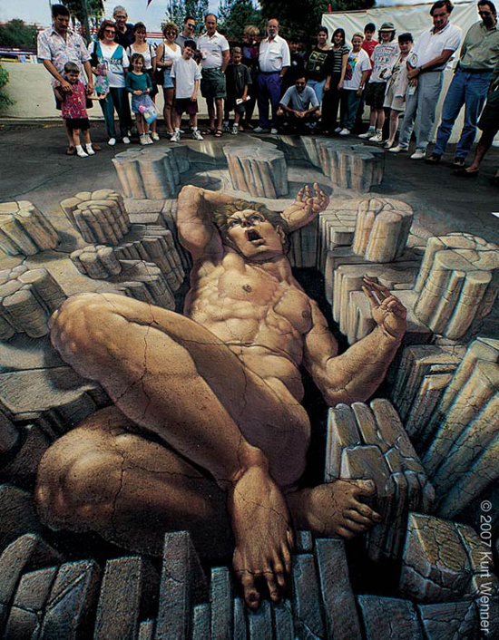 3D pavement art by Kurt Wenner