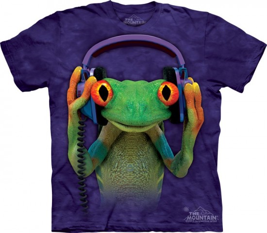 DJ Peace purple green frog dj music custom t-shirt design from The Mountain