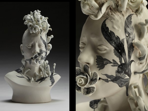 Viral Series, ceramic busts by Jess Riva Cooper