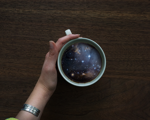 Waves and Galaxies in my Coffee: digital manipulations by Witchoria