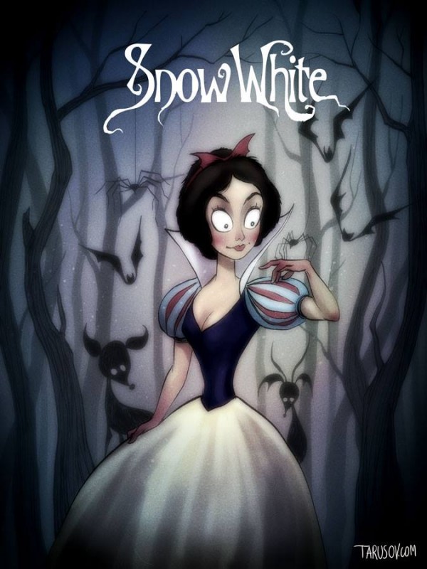 Disney characters in the beautifully eerie style of Tim Burton