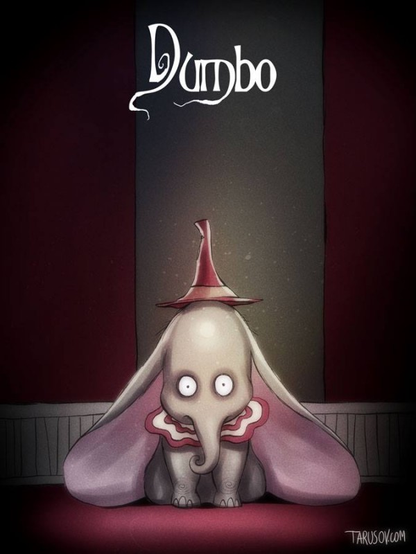 Disney characters in the beautifully eerie style of Tim Burton