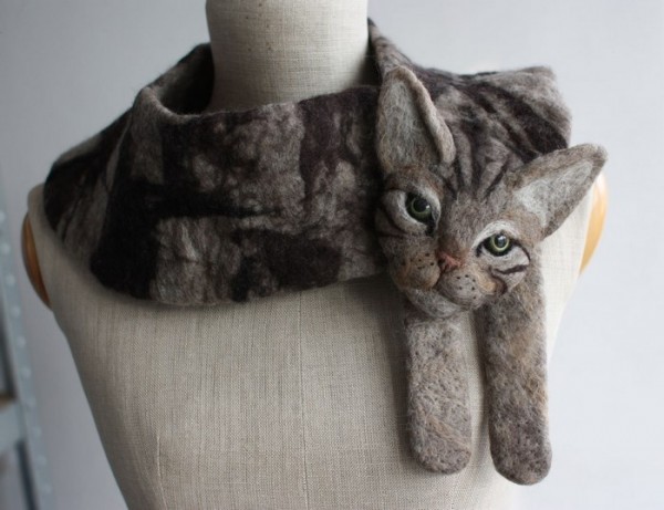 Incredibly realistic felt animal scarves designed by Celina and Maja Debowska