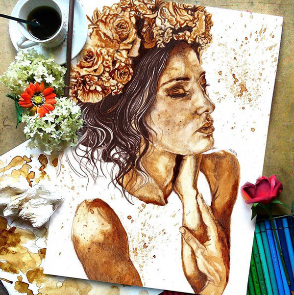 Coffee is more than just a drink by using it to paint intricate portraits