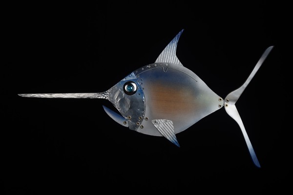 Strange marine creatures, ScoobaFish recycled art