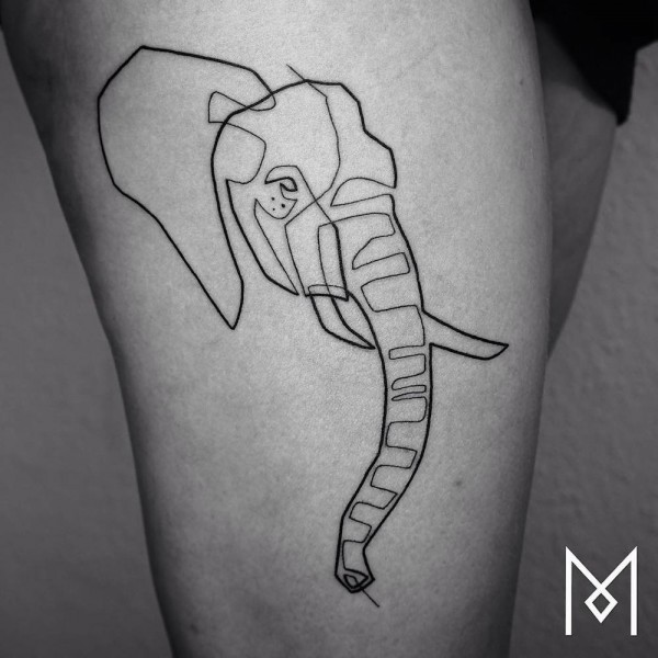 Minimalistic one line tattoos by Mo Gangi