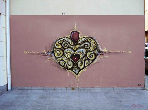 Heart, street art by Costah