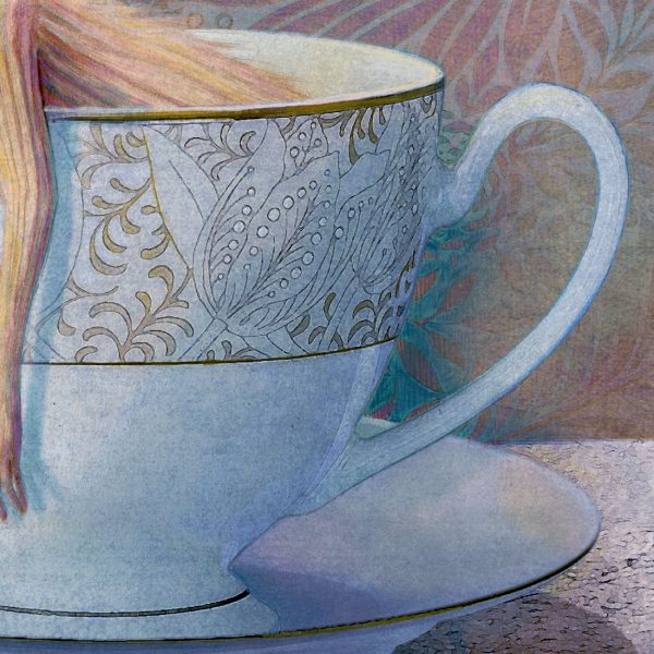 Tiny monsters in teacups, illustration by Gretchen Deahl
