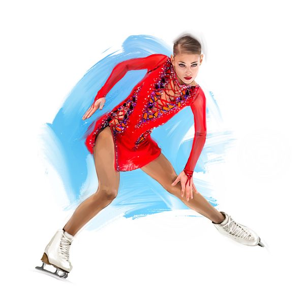 Russian figure skating ladies, digital art by Alexandra Tkachenko