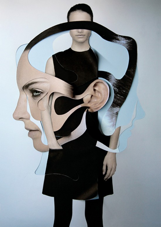 Lines and shapes on paper and faces by Damien Blottiere