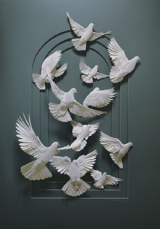 Super cute animals and birds, paper sculptures by Calvin Nicholls