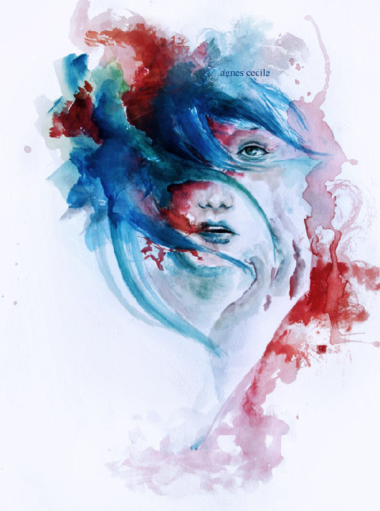 Very interesting black and white or colorful paintings by Agnes Cecile 
