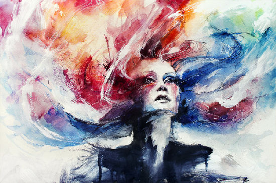 Very interesting black and white or colorful paintings by Agnes Cecile