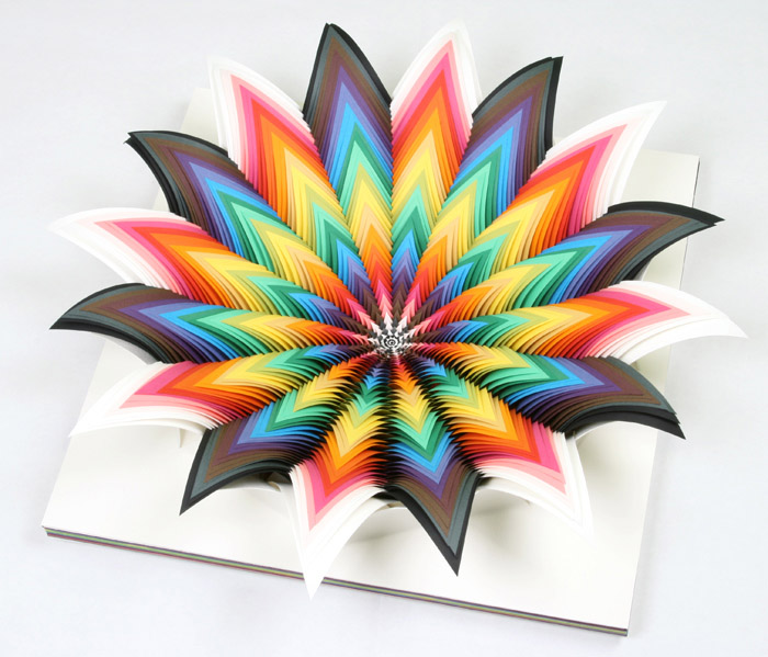 Spectral color in paper sculpture by Jen Stark