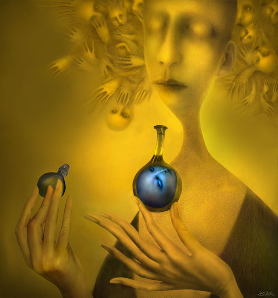 Hypnotic strange creatures in a surreal world, photomanipulation by Svetlana Bobrova