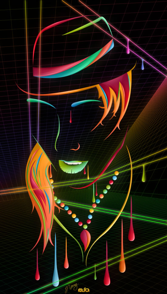 Bright and colorful digital art by Jeremy Young