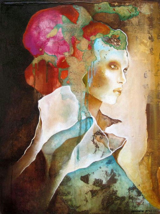 Modern abstract portraits of woman by Pascale Pratte