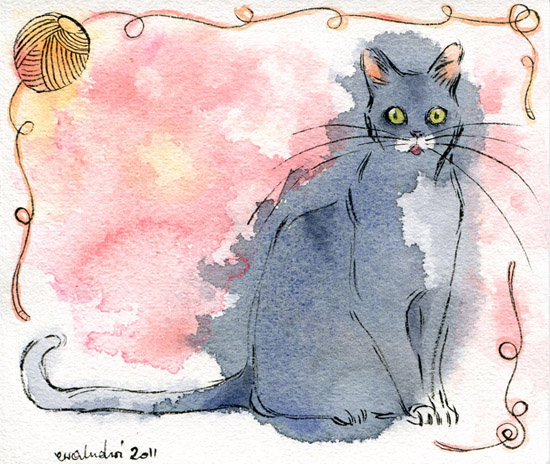 Watercolour cats by Ewa Ludwiczak