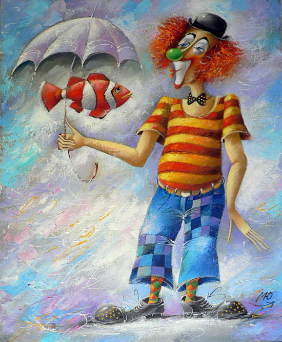 The symbol of the circus - clowns - paintings by Yuri Matsik