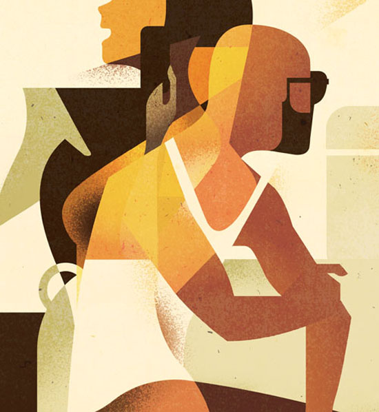 Dynamic art deco style, illustration by Mads Berg