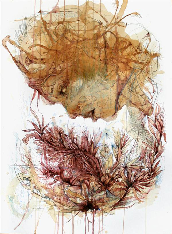 Human and floral forms, illustration by Carne Griffiths