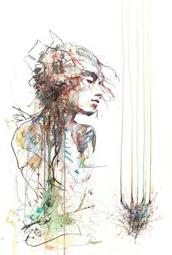 Human and floral forms, illustration by Carne Griffiths