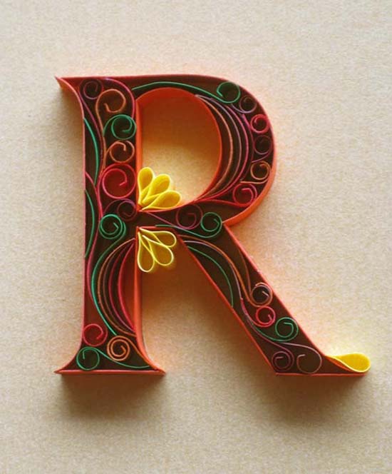 Beautifully ornate quilled letters by Sabeena Karnik