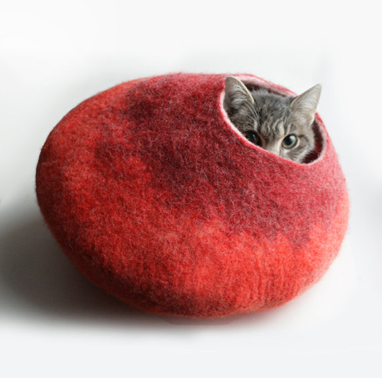 Hand felted wool cat bed by Vaiva Nat