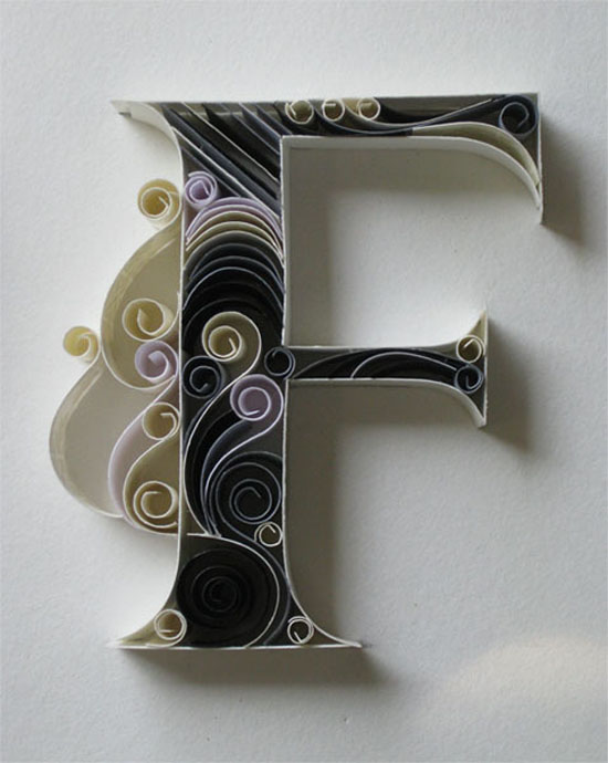 Beautifully ornate quilled letters by Sabeena Karnik
