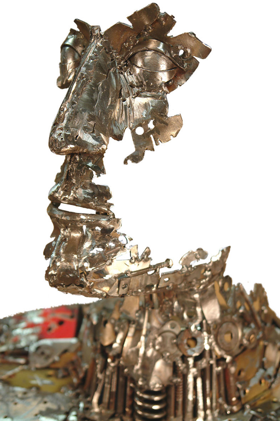 Welded sculptures made from recycled materials by Brian Mock
