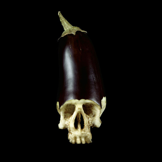 Carved fruit and veggie skulls by Dimitri Tsykalov