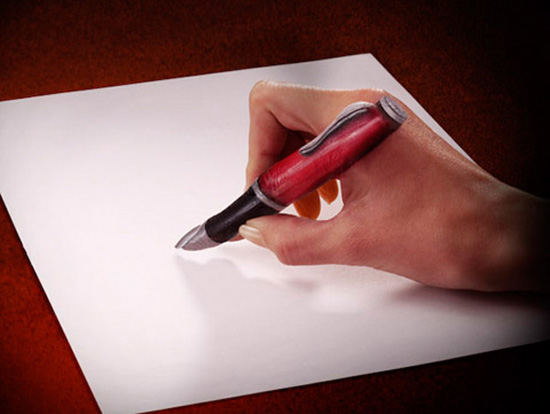 Finger pen optical illusion by Ray Massey