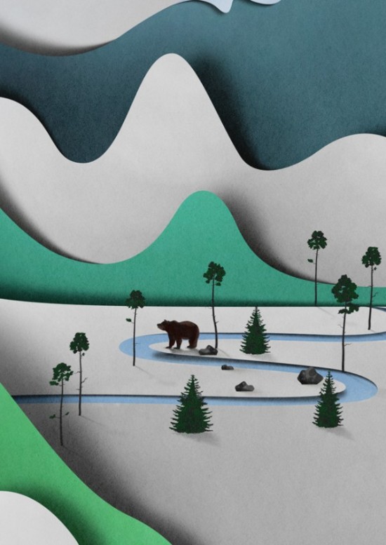 Vertical Papercut Landscape by Eiko Ojala
