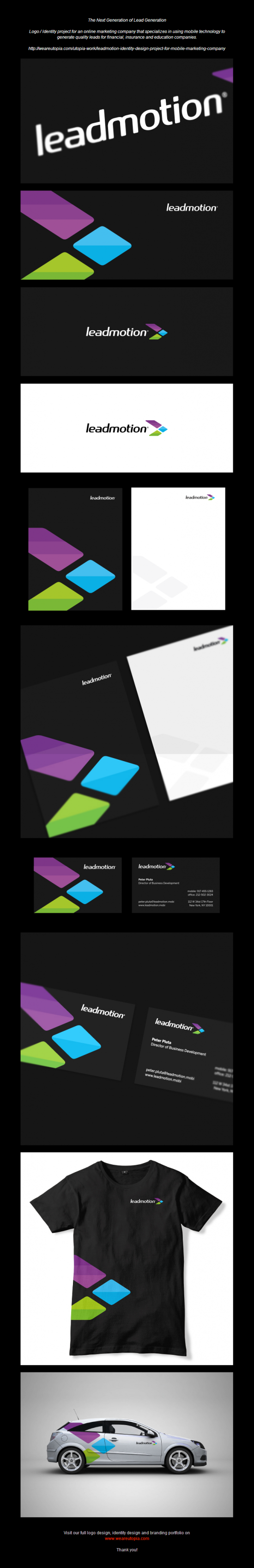 Leadmotion logo and corporate identity design by Utopia Branding Agency