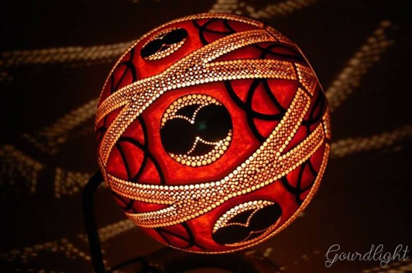 Handcrafted gourd lamps by Gourdlight