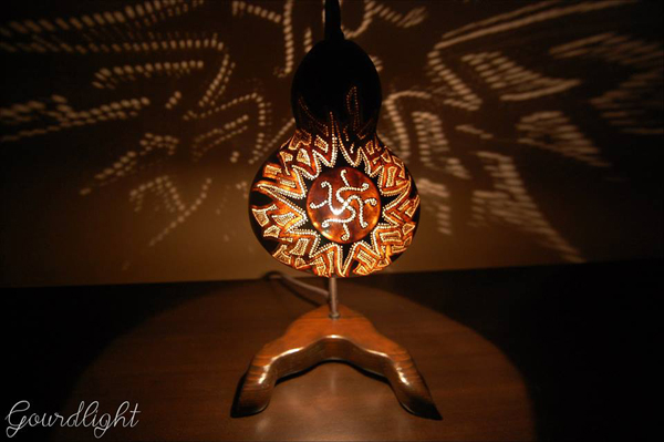 Handcrafted gourd lamps by Gourdlight