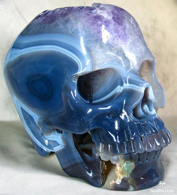 Super realistic carved crystal skull made from agate geode
