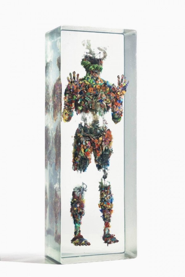 Dustin Yellin, 3D Collages encased in layers of glass
