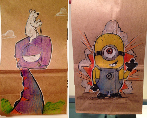 Bryan Dunn regularly draws on his son’s lunch bags
