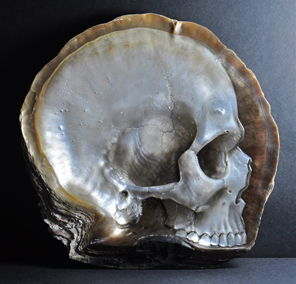 Mother of Pearl, shell skull carvings by Gregory Halili