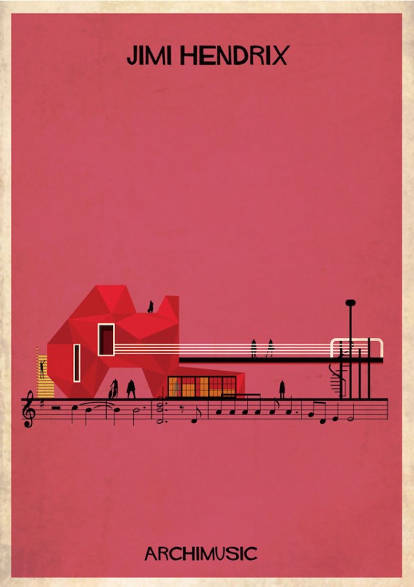 Archimusic, musical and architectural posters by Federico Babina