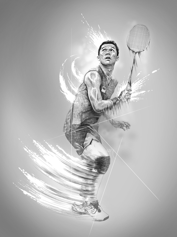World class badminton players, illustration by Vince Low