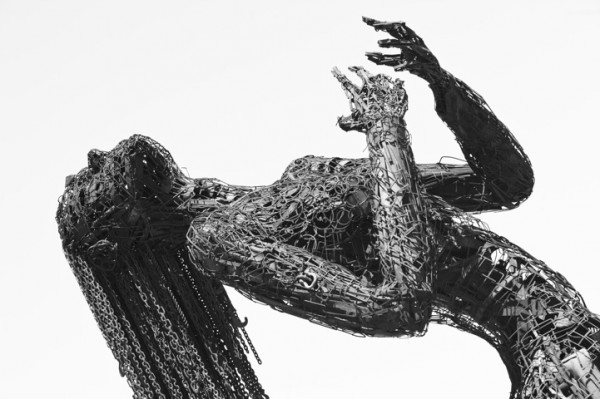 Emotionally charged scrap metal sculpture by Karen Cusolito
