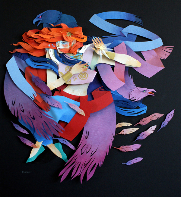 Between mythology and fantasy, paper collage by Morgana Wallace