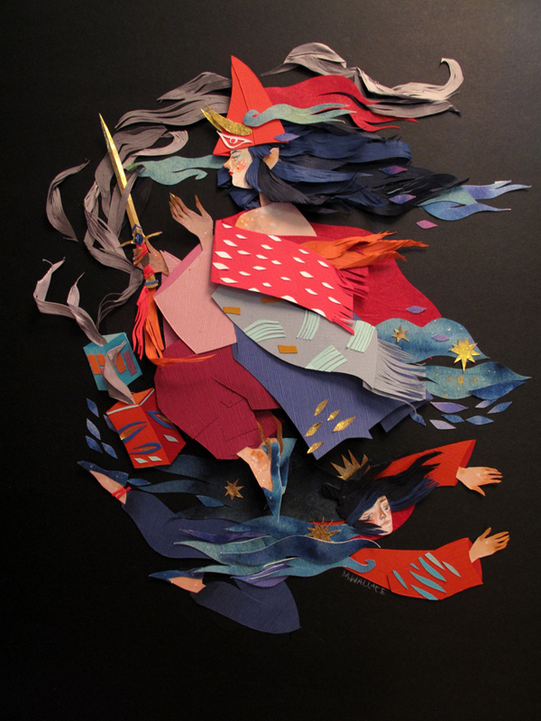 Between mythology and fantasy, paper collage by Morgana Wallace